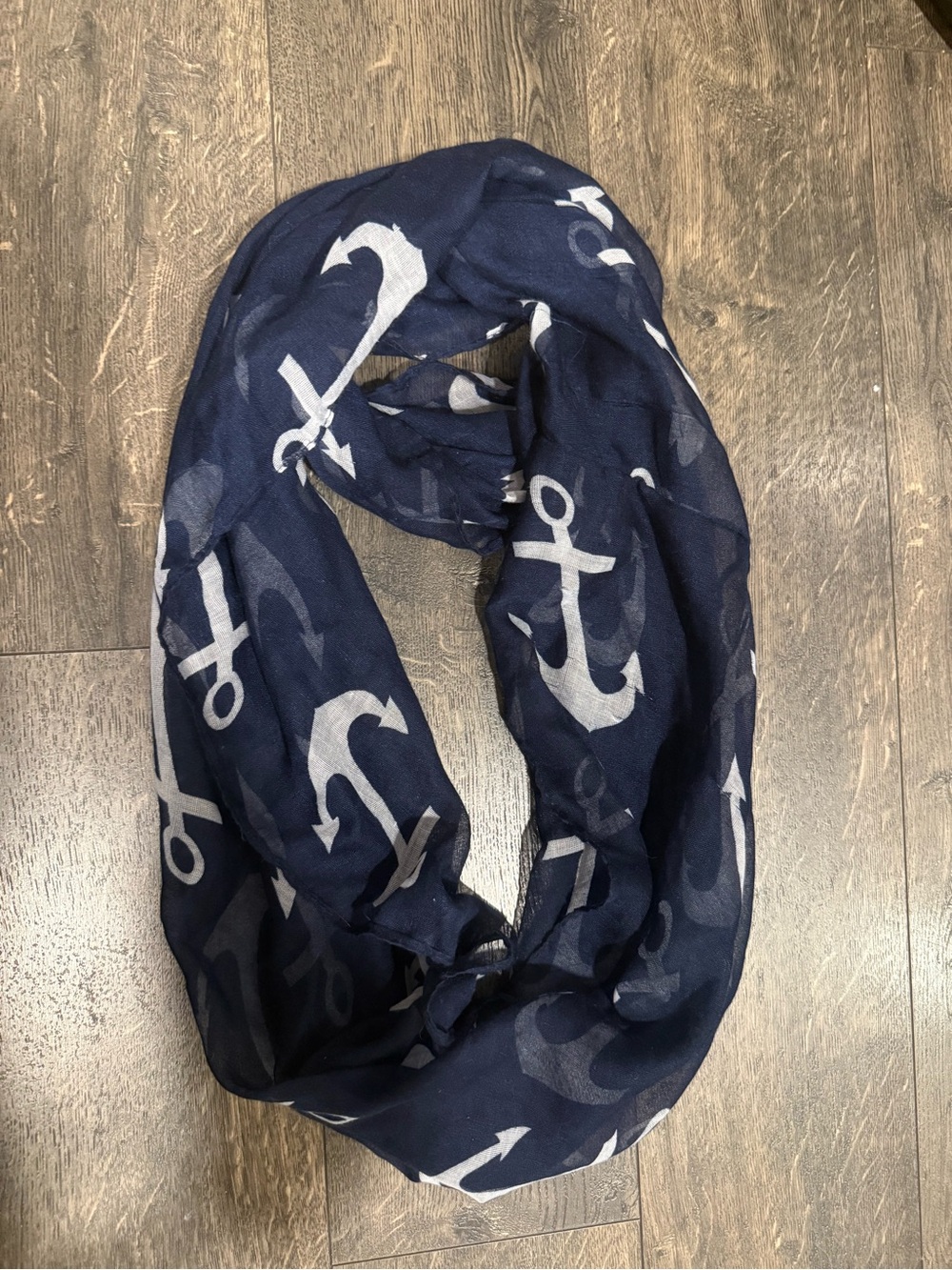 Navy Anchor Print Infinity Scarf - Men Accessories